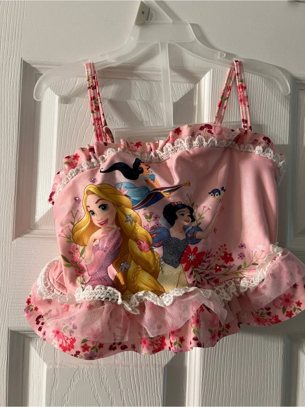 Disney Store Girls Princess 2-Piece Swimsuit Tankini Set Size 5/6 EUC